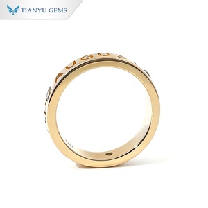Tianyu Gems Custom 14K Solid Yellow Gold Engraved Birthstone <b>Ring</b> Peridot Custom <b>Name</b> Engraving Band - Product Image 3