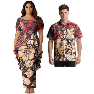 Conjunto de Ropa de Pareja con Diseño Personalizado 2026, Camisa Aloha Polinesia para Hombre, Vestidos de Fiesta Samoanos para Mujer, Estilo Tribal Isleño para Parejas - Product Image 2