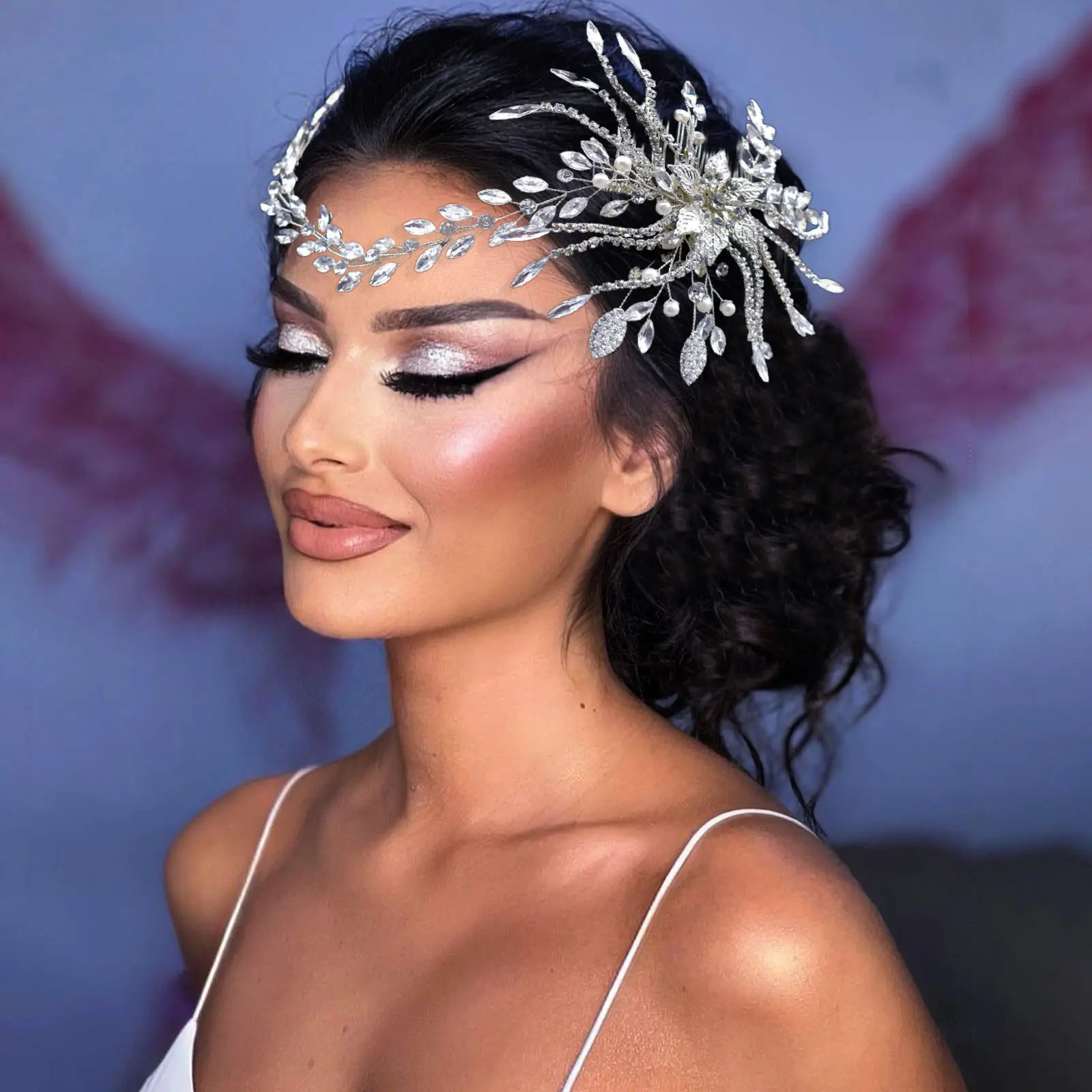 LUOXIN Luxury Crystal Bride accessori per capelli ornamenti fatti a mano gioielli per capelli pettini per capelli da sposa