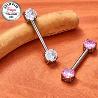 Freya ASTM F136 Titan Mode-Nippelpiercing für Frauen mit Innengewinde 16G Rosa Zirkon Barbell Vergoldeter Piercingschmuck