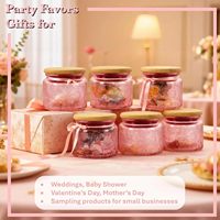 Petits pots en verre décoratifs roses vintage de 4 oz avec couvercles hermétiques en bambou pour épices de cuisine, fabrication de bougies, salle de bain