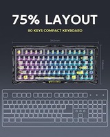 Nuevo Teclado Inalámbrico para Juegos GravaStar Mercury K1 Lite 75%, Teclas Transparentes Crystal Aurora, Gasket, Hot Swap, Tri-Modo, Retroiluminación RGB para PC