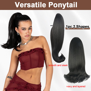 Queue de cheval courte Julianna à cordon de serrage, bouclée naturelle, pour femmes noires, résistante à la chaleur, extension de cheveux synthétique - Product Image 3