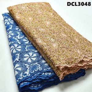Tissu en dentelle guipure brodée de luxe coréenne originale avec paillettes, fil doré et cordon laser <span class=keywords><strong>soluble</strong></span> dans l'eau - Product Image 4