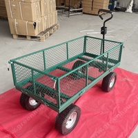 Chariot utilitaire à roulettes en acier inoxydable robuste de 990 lb, à 4 roues, fermé, pour jardin, pelouse, décharge, fleurs, marchandises, plage