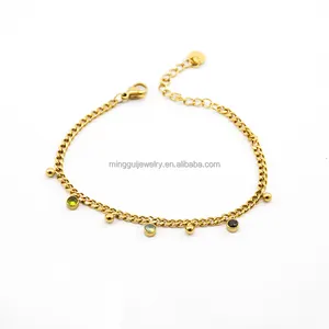 Cross-border hot selling stainless steel 14k gold simple fashion zircon ladies bracelet wholesale