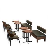 Ensemble table et chaises de salon en bois massif, style minimaliste moderne, forme carrée, pour salons de thé, cafés, zones repas, côté mur