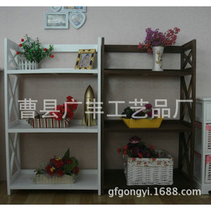 Wooden Multi Tiered Storage Rack 3 Floors <b>White</b> And Brown Durable Indoor Decorative Shelf <b>Bookcase</b> - Product Image 1