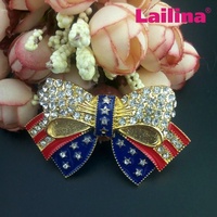 Lailina drapeau forme noeud papillon broche drapeau américain patriotique broches personnalisé cristal broche broche pour USA 4 juillet décoration