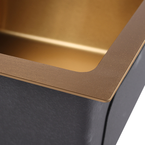 Évier de cuisine à bol unique en or de haute qualité en acier inoxydable Design carré installé à la main sans robinet - Product Image 6