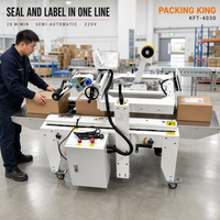 Machine semi-automatique d'étiquetage et de scellage de cartons Packing King KFT-4030 220V 180kg pour lignes d'emballage