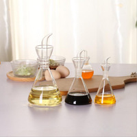 Bouteille d'huile de cuisine en verre borosilicate haute résistance avec couvercle anti-fuite latérale, pour sésame, assaisonnement, sauce soja, huile de piment, compatible micro-ondes, pour le camping
