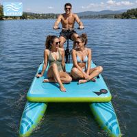 Vélo aquatique gonflable à ponton plat avec mat flottant avant Drop Stitch, cadre en aluminium, rangement facile pour rivière, de Chine Lumark Custom