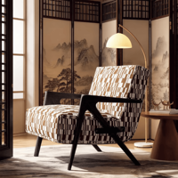 Sillón de Salón Moderno de Teca Dorada de Alta Calidad para Sala de Estar, Dormitorio, Comedor, Hotel, Ecológico, Individual
