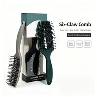 Brosse à cheveux Masterlee de haute qualité, best-seller, avec manche en plastique ABS, six rangées de dents en nylon doux mat et poils de sanglier pour massage du cuir chevelu
