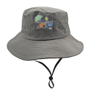 หมวกไนลอนปีกกว้างมีเชือกผูกสำหรับตกปลาโลโก้กลางแจ้งถ่ายเทความร้อนออกแบบได้เอง - Product Image 3