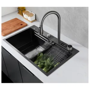 Motai integrated digital display honeycomb technology stainless steel sink farmhouse raindance waterfall kitchen sink with mixer