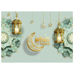 7 x5ft Eid Mubarak Hintergrund Muslim Arabian Nacht Hintergrund Laterne Monds tern Schloss Dekoration Party Banner Photo Booth Requisiten - Product Image 1