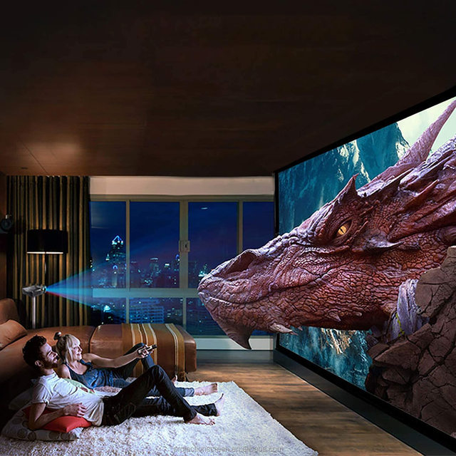 Motorized Electronic 4K Silver Screen ALR Projector 72-150 Inch Long Throw Home Theater 3D 160 View Angle Portable