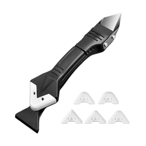 Raspador de calafateo metálico <span class=keywords><strong>3</strong></span> en 1 con 5 puntas reemplazables, mango de <span class=keywords><strong>PS</strong></span> y acero inoxidable, removedor y alisador de sellador y lechada para azulejos de baño - Product Image 6