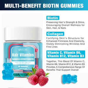 OEM crescita dei capelli vitamina Extra forza biotina 5000mcg per gli uomini e le donne, Vegan biotina Gummies integratore per la pelle dei capelli e le unghie - Product Image 2