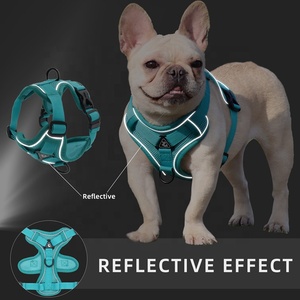 QUCHONPET Producto para <span class=keywords><strong>Perro</strong></span> <span class=keywords><strong>Chaleco</strong></span> Transpirable Reflectante, Juego de Arnés y Correa, Arnés Tipo <span class=keywords><strong>Chaleco</strong></span> de Malla Reflectante sin Tirones - Product Image 2