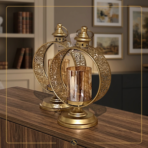 Vintage Iron <b>Hurricane</b> <b>Candle</b> Holder with Glass Lantern Ornate Metal <b>Candle</b> Jar for Wedding Party Table Decor - Product Image 4