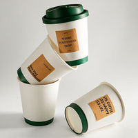 Gobelet en carton ondulé écologique jetable avec couvercle et paille, biodégradable, pour café, lait, jus, à emporter, pique-nique, fête