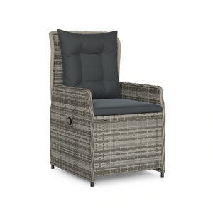 Silla Reclinable de Poliratán Gris para Patio, Muebles Modernos de Jardín para Exteriores, Asiento Tapizado, Diseño Contemporáneo - Product Image 1