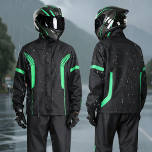 Fashionable Men's Motorcycle Rain Coat Pants Suit Full-body Waterproof Reflective Safety Clothing Delivery Riders Fishing Pongee