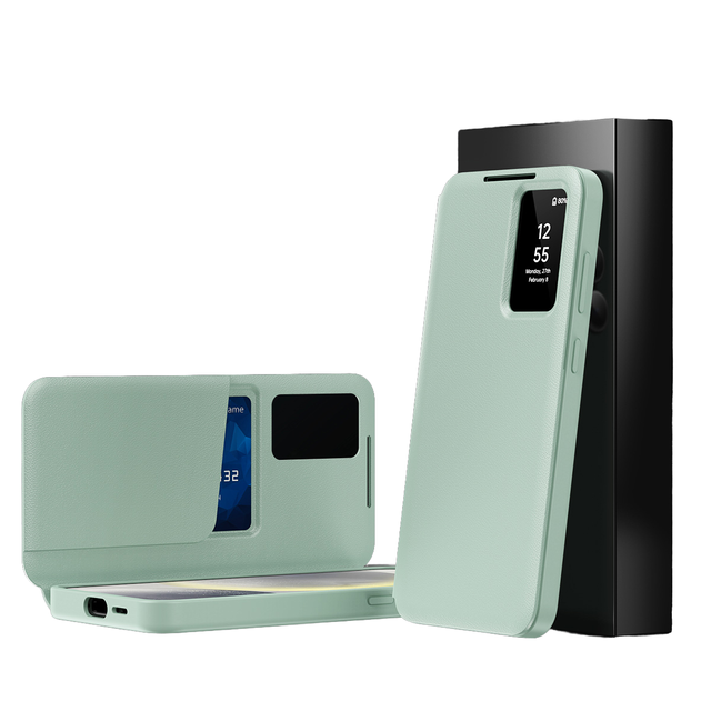 PU Leather Smart Window S-View Flip Phone Cover Luxury Auto Wake/Sleep Case for Samsung Galaxy S24 S23 S22 S25 Plus S25 ultra