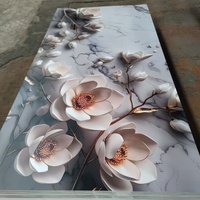 Panneau mural en PVC 3D floral doré brillant, imperméable, moderne, pour la décoration d'hôtels, d'hôpitaux, de chambres à coucher et de salles de bain HM EU--001