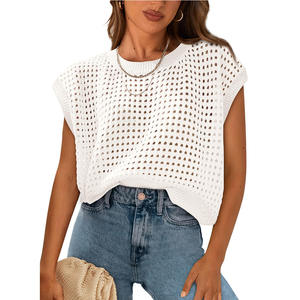 Summer New Cross-border Europe and the United States Women's Loose Soft Round Neck Hollow Sunscreen Knitted Sweater <b>Hoodie</b> - Product Image 4
