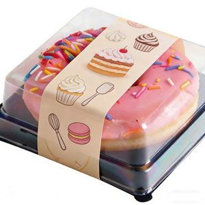 Boîtes en plastique pliables pour gâteaux, biscuits, pain, pâtisseries, macarons, beignets, avec impression écologique de logo personnalisé - Product Image 4