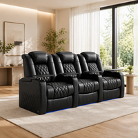 Ensemble de canapés modernes, canapé de cinéma électrique, cadre en bois massif, fauteuil inclinable électrique en cuir véritable, fauteuil de cinéma sectionnel pour home cinéma