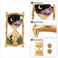 Broche en métal personnalisée en émail dur, style vintage, en forme de sablier, pour la mesure du temps, cadeau artistique, vente en gros