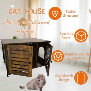 Table d'appoint <span class=keywords><strong>de</strong></span> luxe avec armoire <span class=keywords><strong>de</strong></span> <span class=keywords><strong>toilette</strong></span> pour chats et séparateur, cage en bois pour chats d'intérieur avec enclos dissimulé pour bac à litière - Product Image 5