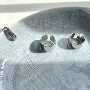 Dylam INS Hot Minimal Unisex <b>Plain</b> Adjustable Rhodium Plated Wide Engravable <b>Rings</b> Jewelry Women 925 Sterling Silver Open <b>Ring</b> - Product Image 5