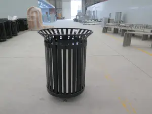 Fabrika toptan çelik çöp kovası sokak kamu çöp kutusu ticari otel çöp kutusu açık Metal stand geri dönüşüm çöp