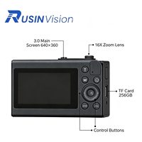 Kamera Digital RusinVision HT-SR04 4K 68MP Layar Ganda Zoom 16X Camcorder Vlogging Perjalanan Selfie OEM ODM