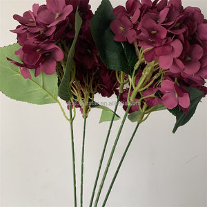E-380 mariage maison Table ornements décoration fleur artificielle 5Branches soie hortensia Bouquets bordeaux - Product Image 4