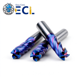 Fresa de carburo ECL de 4 filos con recubrimiento nano azul para CNC, cortador de punta esférica para acero endurecido HRC65 - Product Image 4
