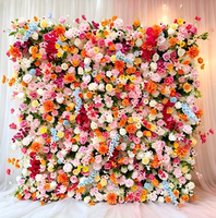 Mur de fleurs artificielles haut de gamme aux couleurs vives, enroulable et réutilisable, pour la location par les entreprises de mariage
