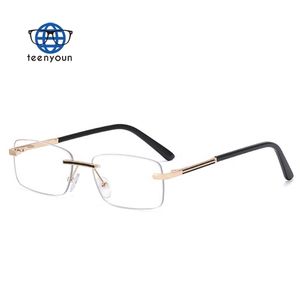 Teenyounメタル長方形リムレスフレキシブルオプティカルフレーム処方アイウェアスペクタクルアンチブルーライト眼鏡 - Product Image 2