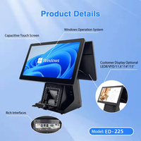 Caja Registradora POS de Doble Pantalla de 15.6 Pulgadas con Impresora de 58 mm, Opción de Pantalla para Clientes con Windows 7/10/11