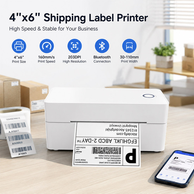 Desktop 4 Inches Direct Thermal Barcode Label Printer USB/ BT Interface Printer YJ-9203