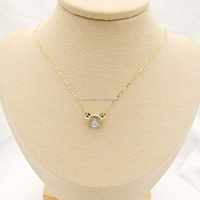 Collier à pendentif ours en or véritable, chaîne en or jaune, perle naturelle de danse, vente en gros, bijoux 100%, 18k