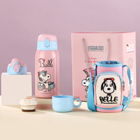 Termo Snoopys de Acero Inoxidable 316, Taza de Bebida de Triple Uso, Botella de Agua Portátil para Niños con Funda, Paquete de Regalo