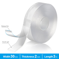 Cinta Adhesiva de PVC de Doble Cara HEYA Nano, Resistente al Calor y Lavable, Transparente para Paredes de Baños y Cocinas