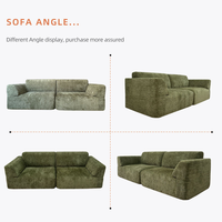 Canapé d'angle moderne trois places inclinable en velours avec assise en mousse, réglable, garantie 5 ans, pour chambre, appartement, salon, hôtel